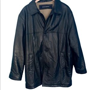 Men’s Dockers Genuine Black Leather Coat Size L